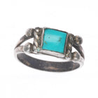 sz2 c1930's Navajo small ingot silver turquoise ring sterling