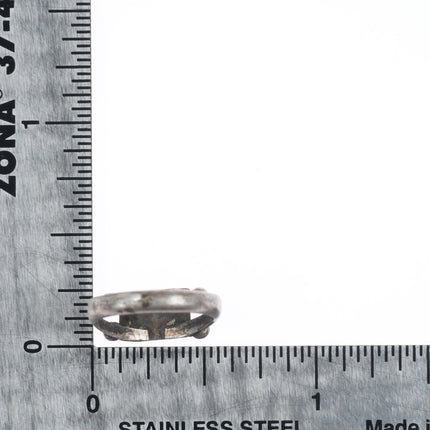 sz2 c1930's Navajo small ingot silver turquoise ring sterling