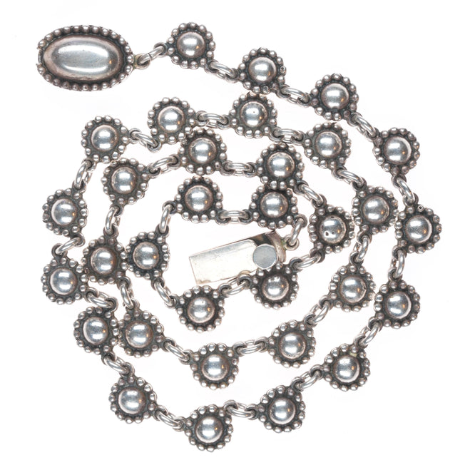 21" Vintage Navajo modernist sterling silver beaded design necklace