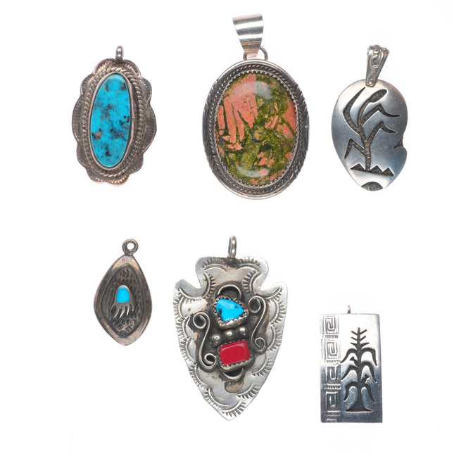 Vintage Navajo/Hopi sterling silver turquoise/jasper pendant lot/collection