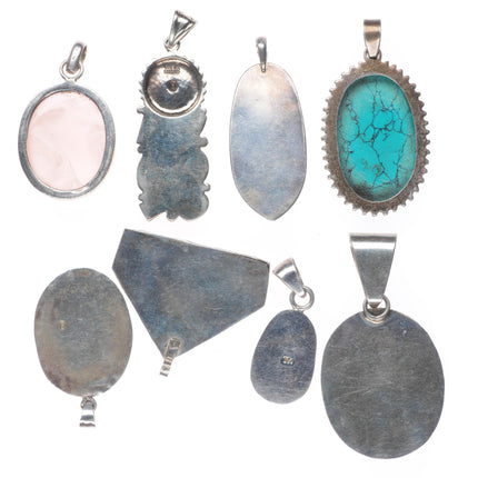 Vintage southwestern sterling silver multi-gemstone pendant lot/collection