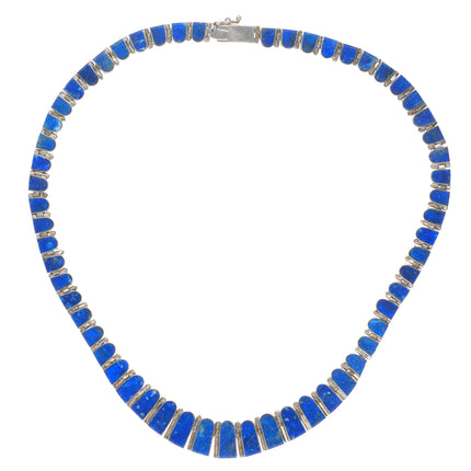 16" Vintage South/Central American 980 Silver high grade Lapis Lazuli Necklace