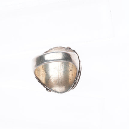 sz13 Heavy vintage Navajo sterling silver 2 stone Kingman turquoise ring