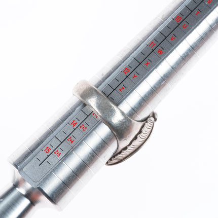 sz13 Heavy vintage Navajo sterling silver 2 stone Kingman turquoise ring