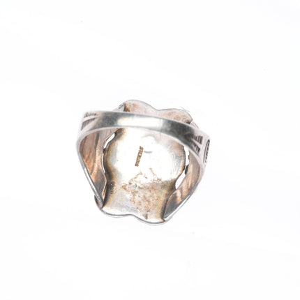 sz9.5 c1940 Vintage Navajo sterling silver Cerrillos turquoise 6 stone ring