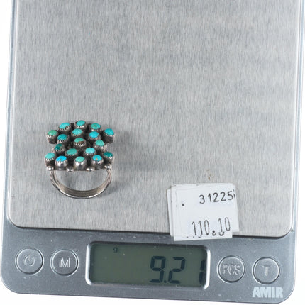sz9 Vintage  NF Zuni sterling silver snake eye turquoise 18 stone ring