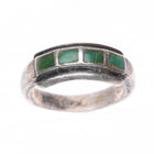 sz10.5 Vintage Zuni sterling silver Cerrillos green turquoise channel inlay ring