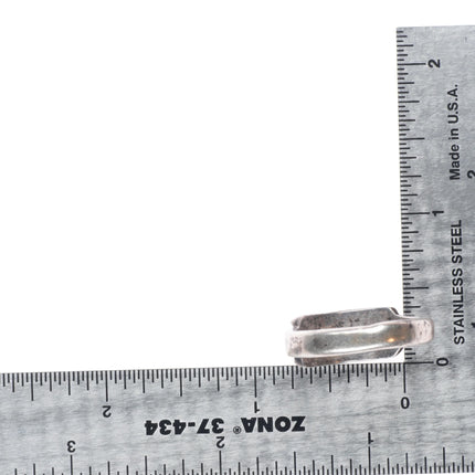 sz10.5 Vintage Zuni sterling silver Cerrillos green turquoise channel inlay ring