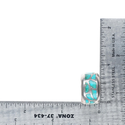 sz7 Vintage Zuni Alice Leekya Homer sterling silver turquoise inlay band ring