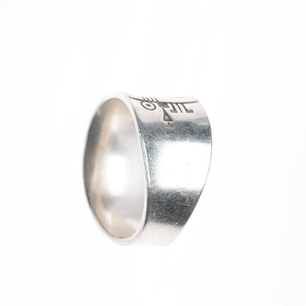 sz11.5 Norbert Peshlakai Navajo sterling silver petroglyph modernist ring