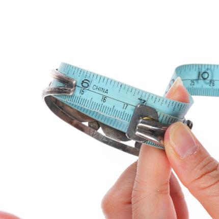 6.9" Vintage Navajo 3 stone turquoise sterling silver cuff bracelet TM WI
