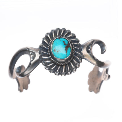 6.5" Harrison Bitsui Navajo sterling silver cast cuff bracelet with turquoise