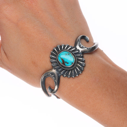 6.5" Harrison Bitsui Navajo sterling silver cast cuff bracelet with turquoise