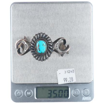 6.5" Harrison Bitsui Navajo sterling silver cast cuff bracelet with turquoise