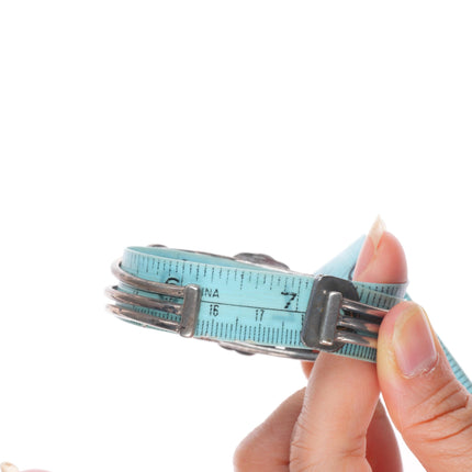 7" 1930's Navajo sterling silver 3 stone cuff bracelet with stamped bezel