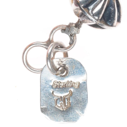 6.9" Vintage Navajo pearls sterling silver fluted beaded link bracelet