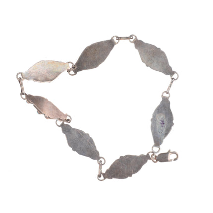 8.2" Vintage Zuni sterling silver snake eye turquoise link bracelet