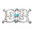 Vintage Navajo sterling silver belt buckle cast Ketoh design with turquoise