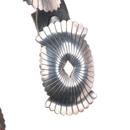 36" Vintage Navajo sterling silver stamped concho belt ray design