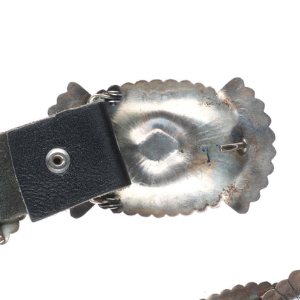 36" Vintage Navajo sterling silver stamped concho belt ray design