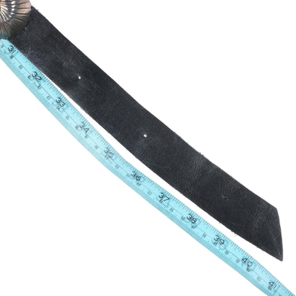 36" Vintage Navajo sterling silver stamped concho belt ray design