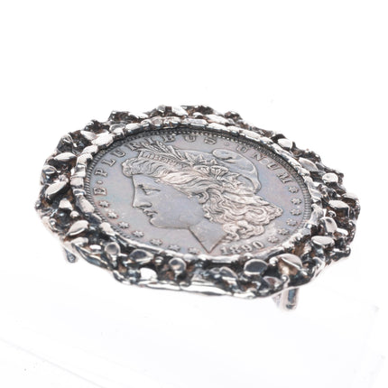 Vintage Sterling silver 1890 90% Silver US Dollar belt buckle