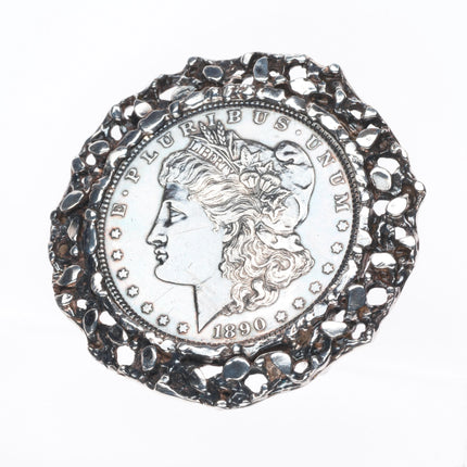 Vintage Sterling silver 1890 90% Silver US Dollar belt buckle