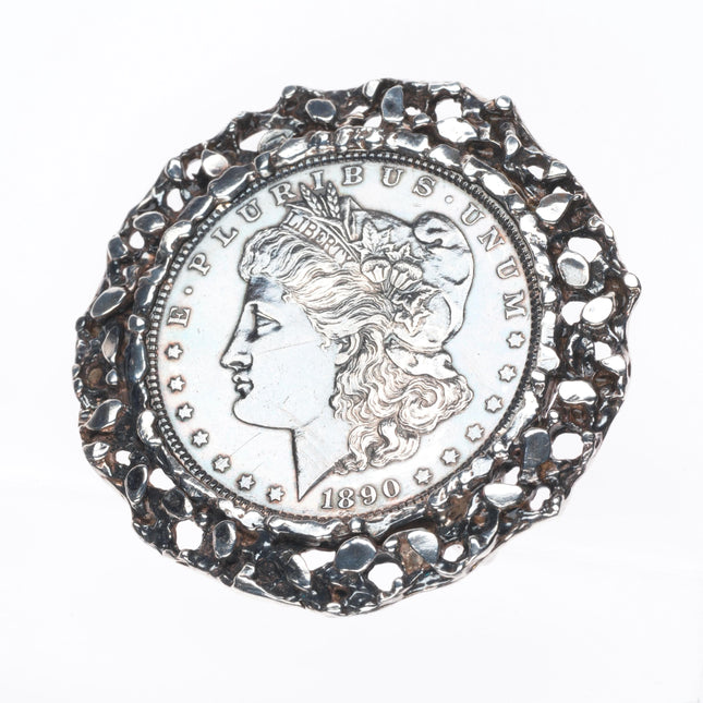 Vintage Sterling silver 1890 90% Silver US Dollar belt buckle