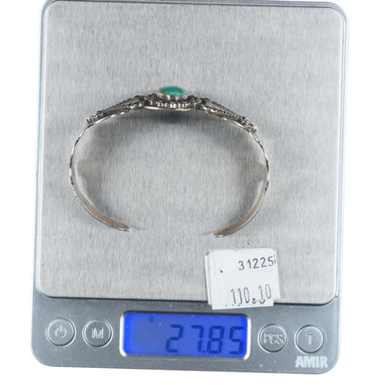 6.75" c1950 Silver Arrow-Fred Harvey style sterling and turquoise cuff bracelet