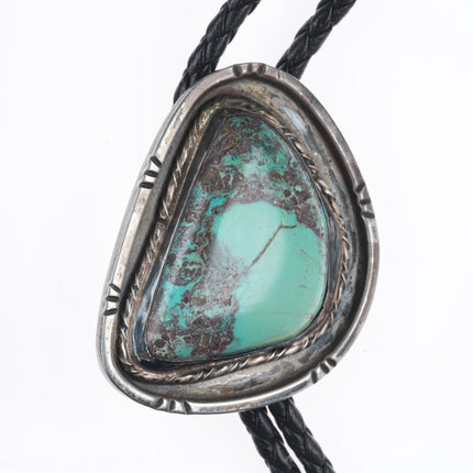 c1960 c-31 Bisbee turquoise Navajo sterling silver bolo tie