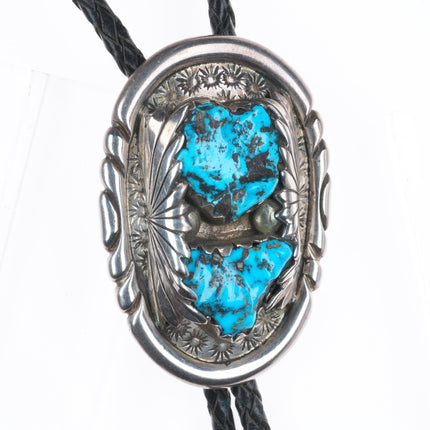 c1960 c-31 Robert and Bernice Leekya sterling silver bolo tie w/nice turquoise