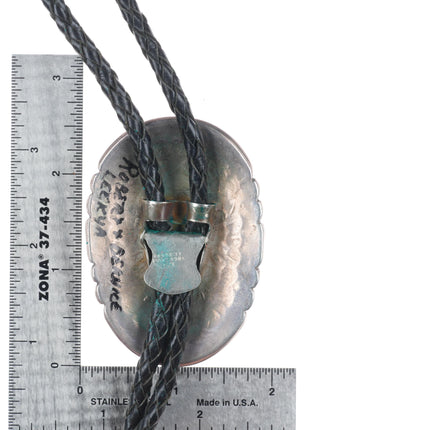 c1960 c-31 Robert and Bernice Leekya sterling silver bolo tie w/nice turquoise
