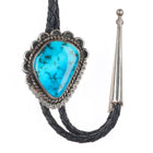 c1970 Vintage Navajo sterling silver high grade turquoise bolo tie