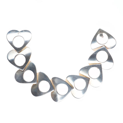 6.5" Bent Knudsen Denmark vintage sterling silver modernist hearts link bracelet