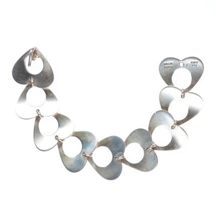 6.5" Bent Knudsen Denmark vintage sterling silver modernist hearts link bracelet