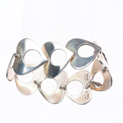 6.5" Bent Knudsen Denmark vintage sterling silver modernist hearts link bracelet