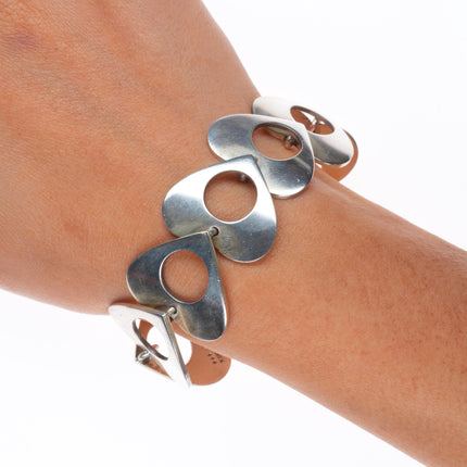 6.5" Bent Knudsen Denmark vintage sterling silver modernist hearts link bracelet