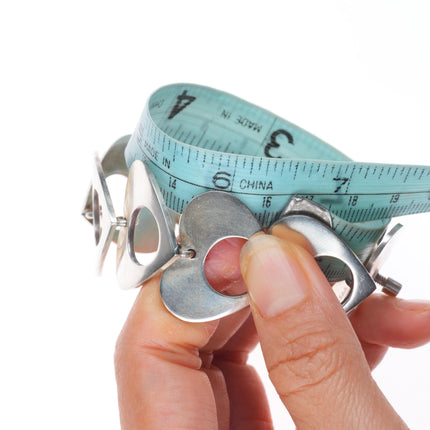 6.5" Bent Knudsen Denmark vintage sterling silver modernist hearts link bracelet