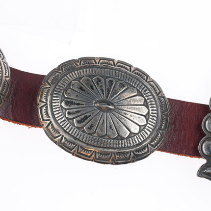 35" Albert Platero Navajo sterling silver hand stamped vintage concho belt
