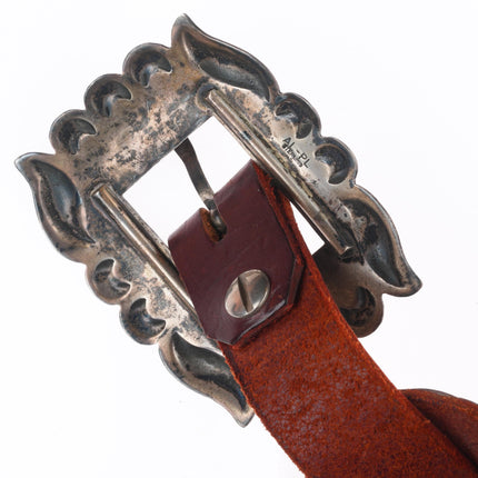 35" Albert Platero Navajo sterling silver hand stamped vintage concho belt