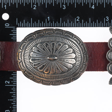 35" Albert Platero Navajo sterling silver hand stamped vintage concho belt