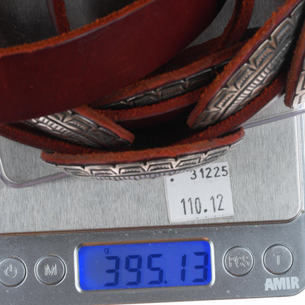 35" Albert Platero Navajo sterling silver hand stamped vintage concho belt