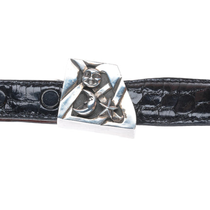Barry Kieselstein Cord sterling silver moon & stars 3/4" ranger belt buckle set