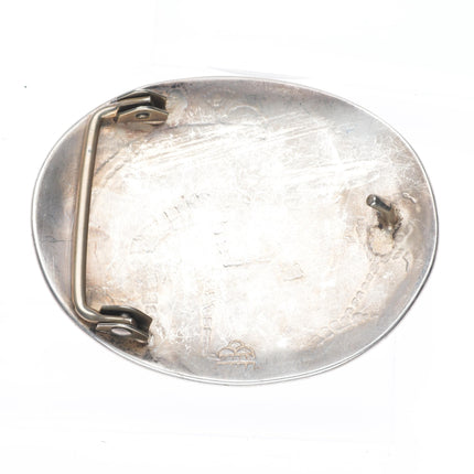 Manuel & Karen Hoyungowa Hopi vintage sterling silver pipe smoker belt buckle