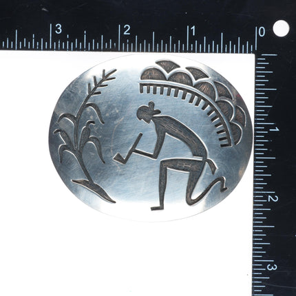Manuel & Karen Hoyungowa Hopi vintage sterling silver pipe smoker belt buckle