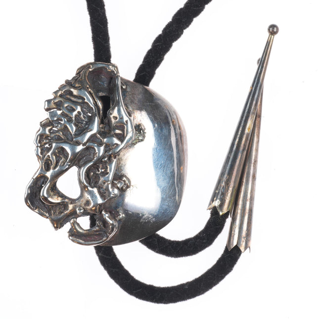 Vintage Brutalist sterling silver modernist southwestern bolo tie