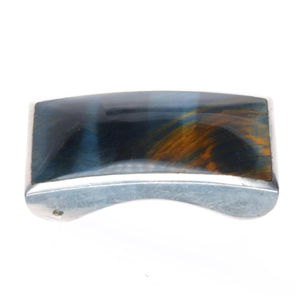 small Enrique Ledesma Taxco Modernist blue tiger's eye belt buckle #1