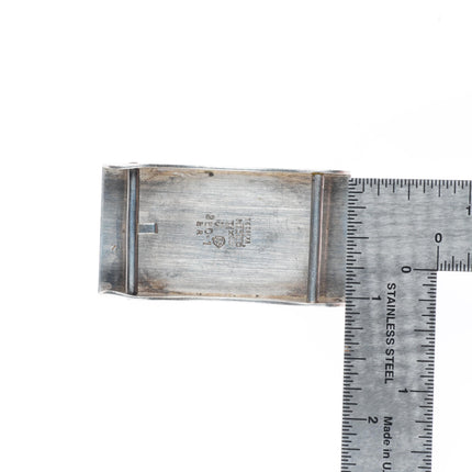 small Enrique Ledesma Taxco Modernist blue tiger's eye belt buckle #1