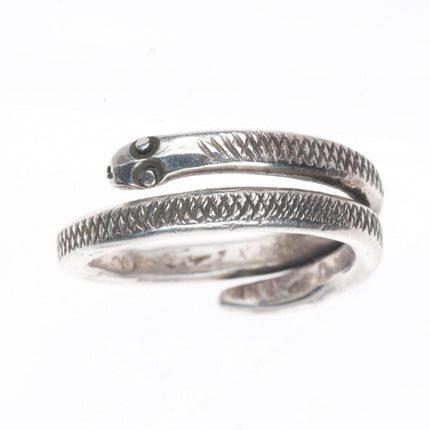 sz12 Vintage Navajo ingot silver rattlesnake ring hand chiseled scales