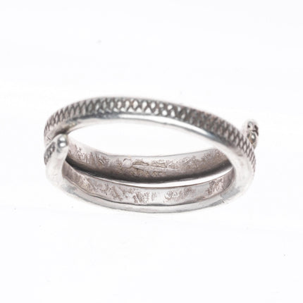 sz12 Vintage Navajo ingot silver rattlesnake ring hand chiseled scales
